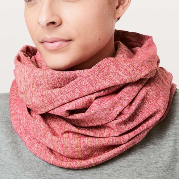 Lululemon heathered pink yellow striped Vinyasa rulu athletic scarf - Picture 1 of 8